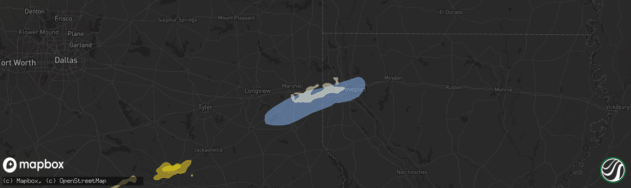 Hail map in Waskom, TX on April 28, 2024