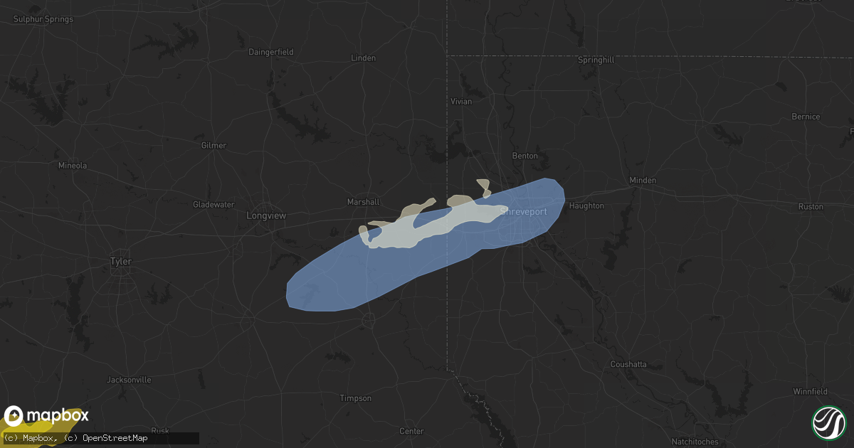 Hail map in Waskom, TX on April 28, 2024