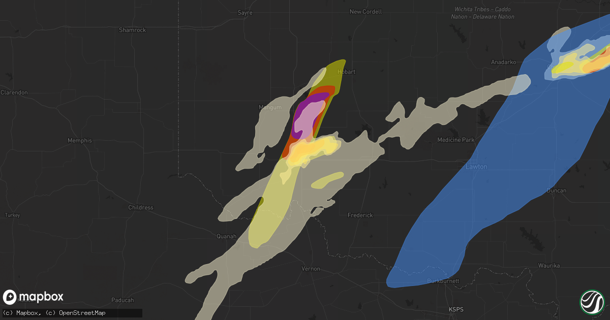 Hail map in Altus, OK on April 28, 2025