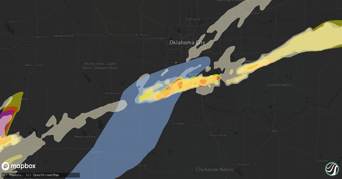 Hail map in Blanchard, OK on April 28, 2025