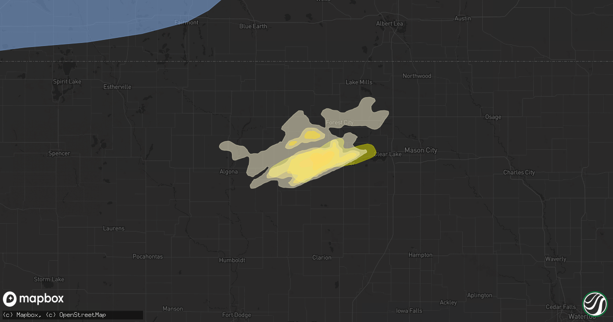 Hail map in Britt, IA on April 28, 2025