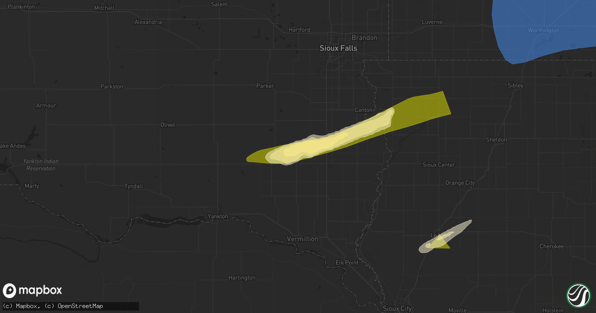 Hail map in Centerville, SD on April 28, 2025