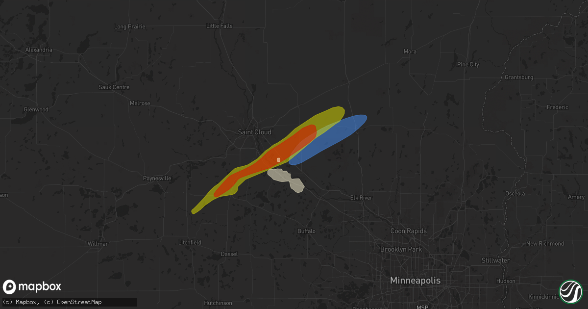 Hail map in Clear Lake, MN on April 28, 2025