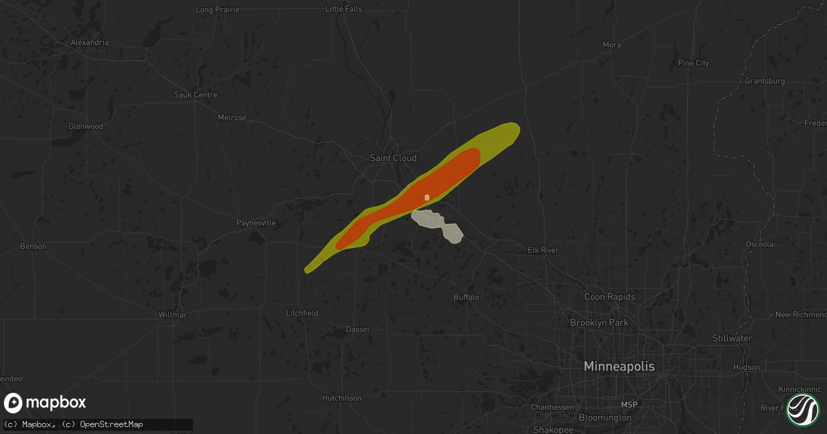 Hail map in Clearwater, MN on April 28, 2025