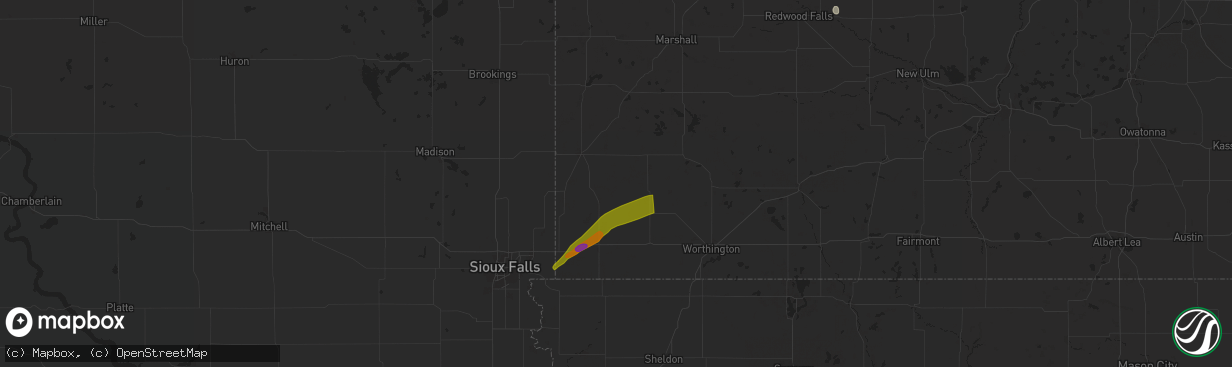Hail map in Edgerton, MN on April 28, 2025