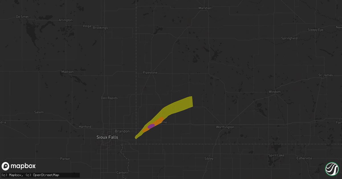 Hail map in Edgerton, MN on April 28, 2025