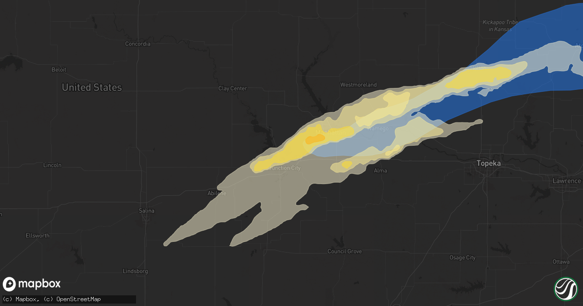 Hail map in Fort Riley, KS on April 28, 2025