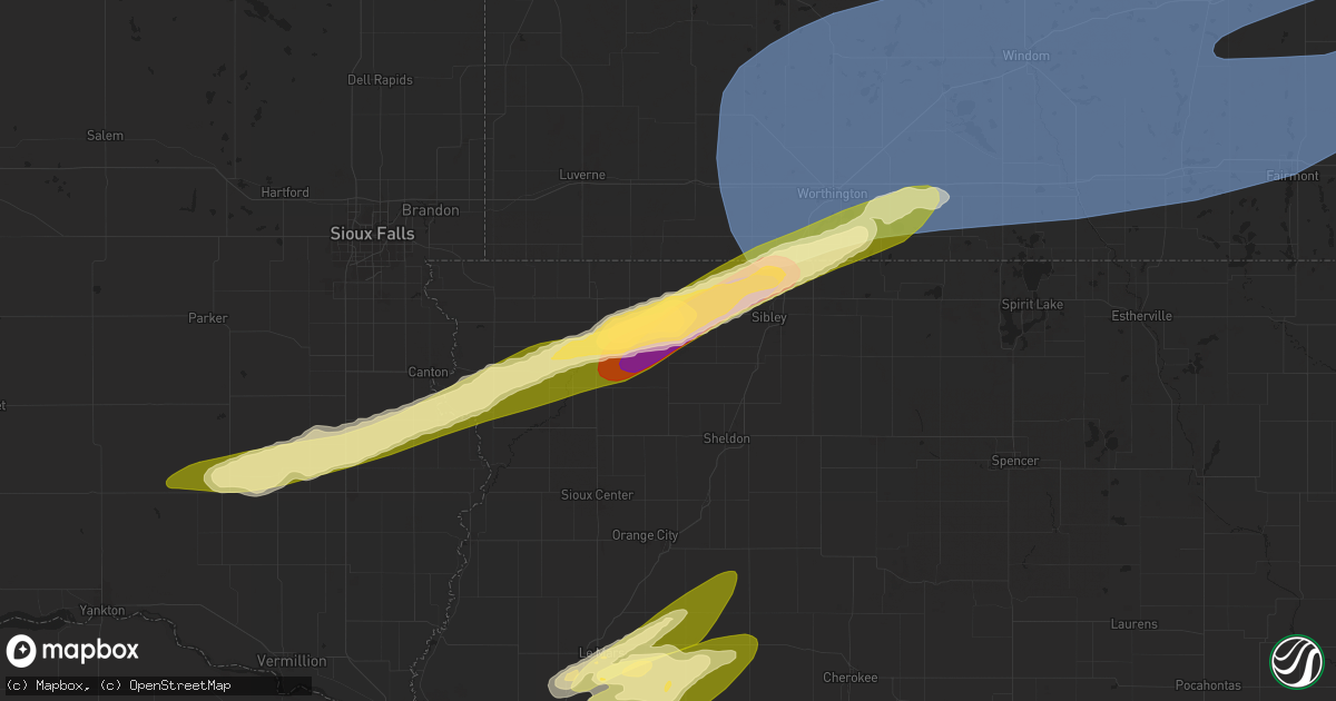 Hail map in George, IA on April 28, 2025