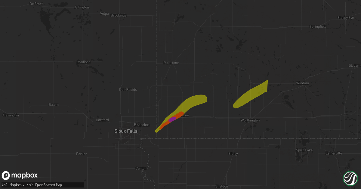 Hail map in Hardwick, MN on April 28, 2025