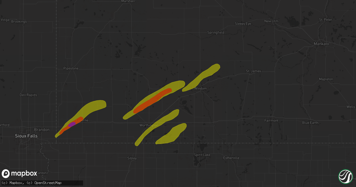 Hail map in Heron Lake, MN on April 28, 2025