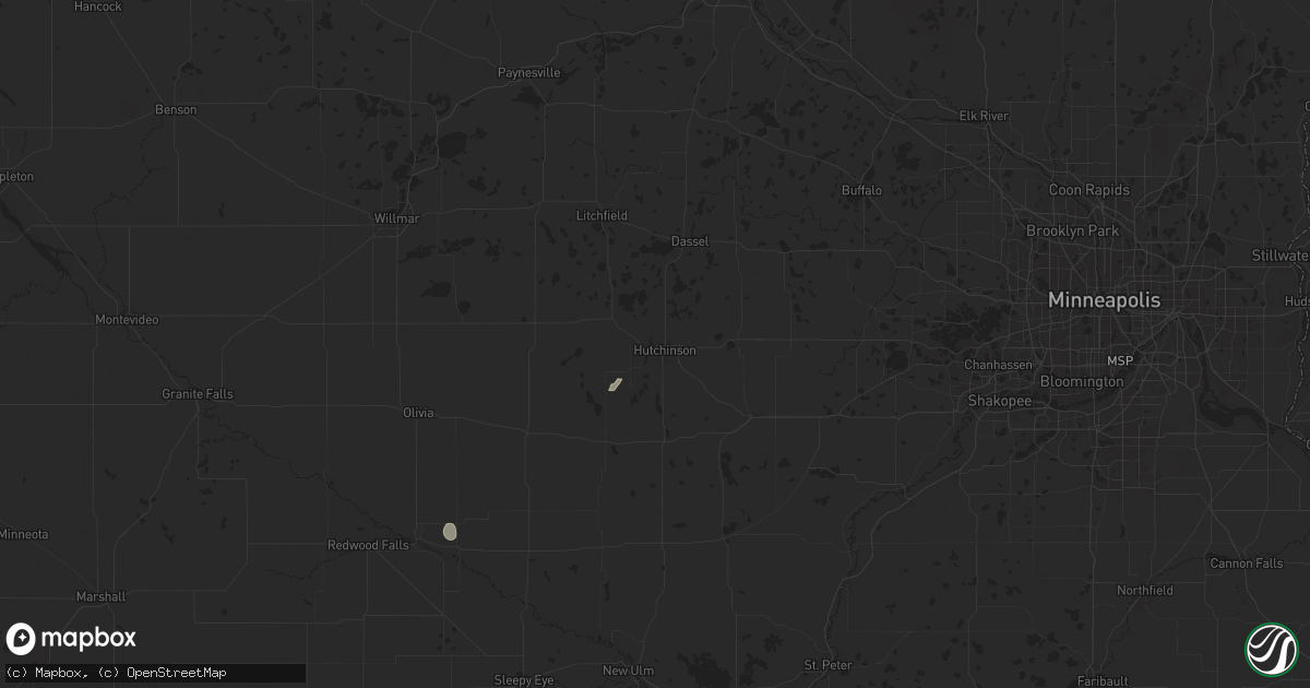 Hail map in Hutchinson, MN on April 28, 2025