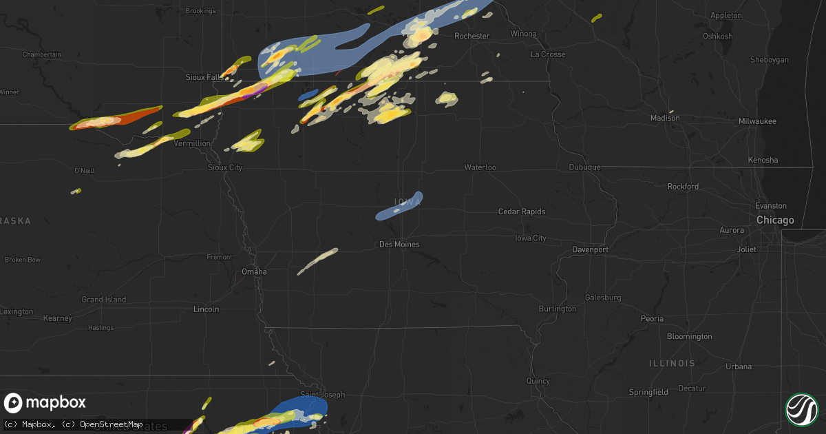 Hail map in Iowa on April 28, 2025
