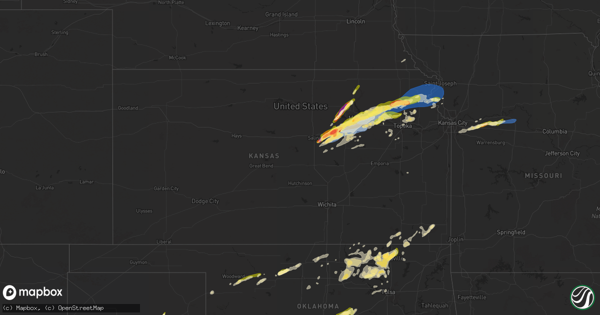 Hail map in Kansas on April 28, 2025