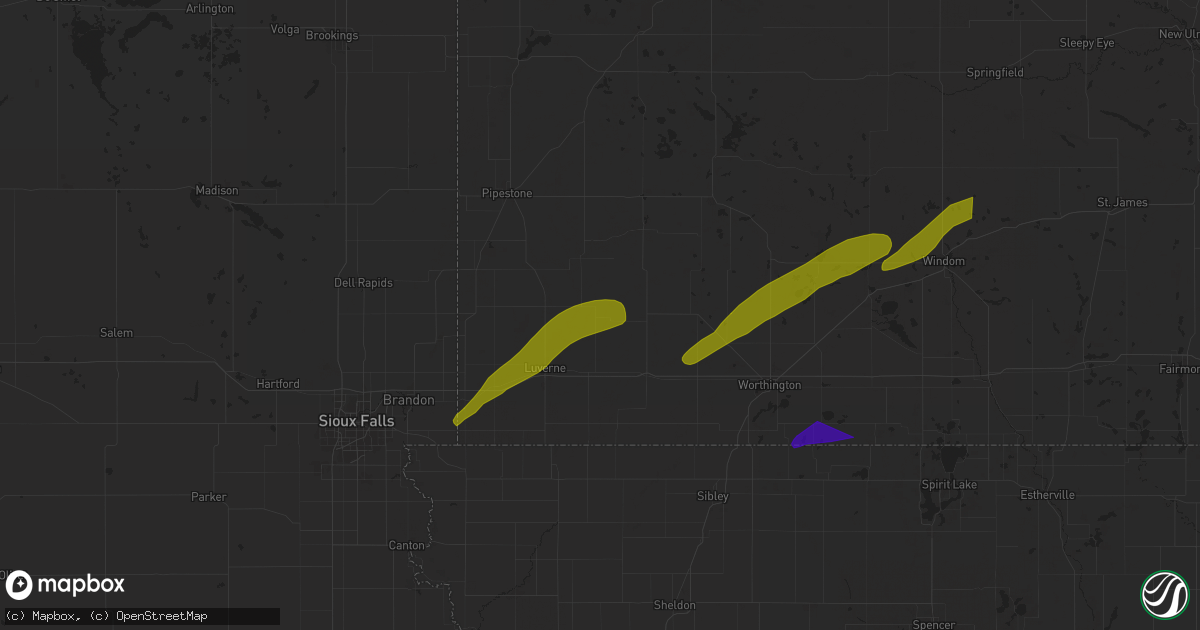 Hail Map in Kenneth, MN on April 28, 2025 - HailTrace