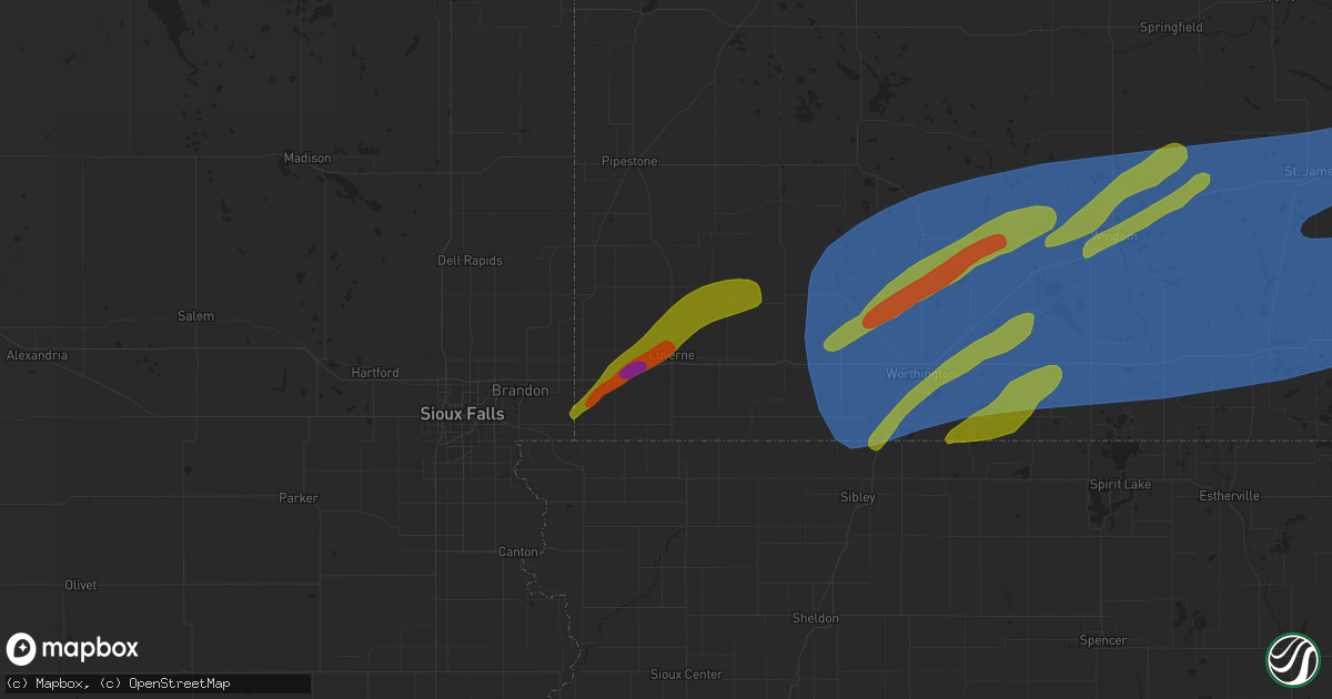 Hail map in Luverne, MN on April 28, 2025