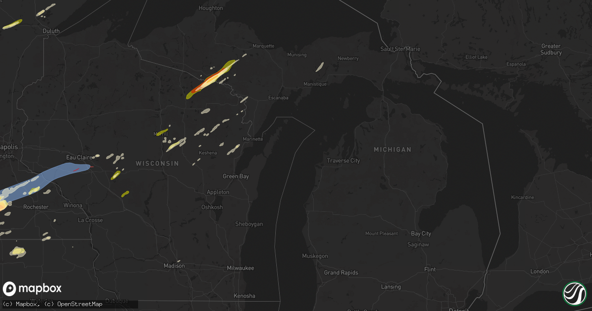 Hail map in Michigan on April 28, 2025