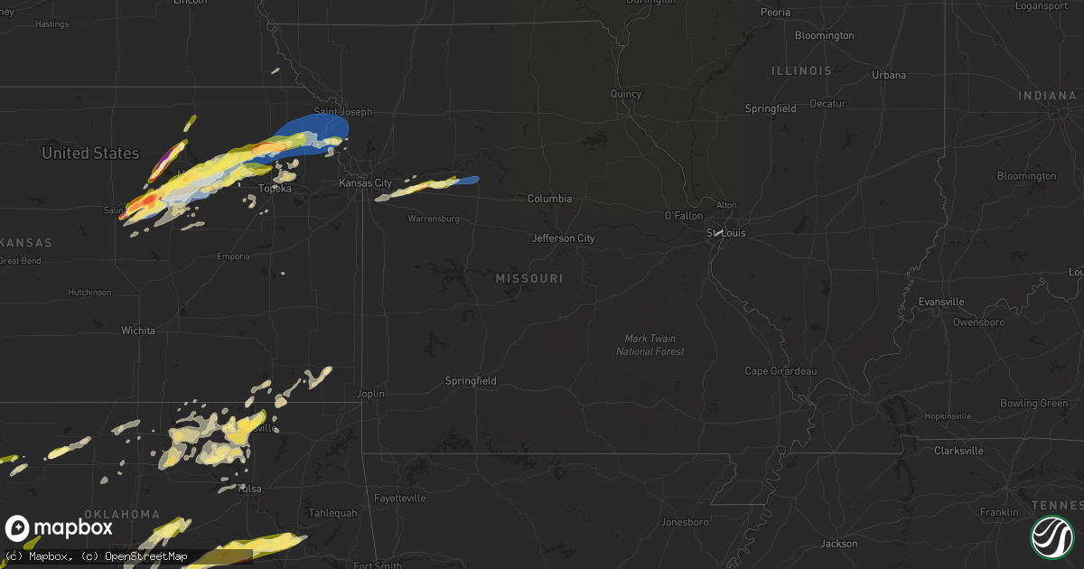 Hail map in Missouri on April 28, 2025