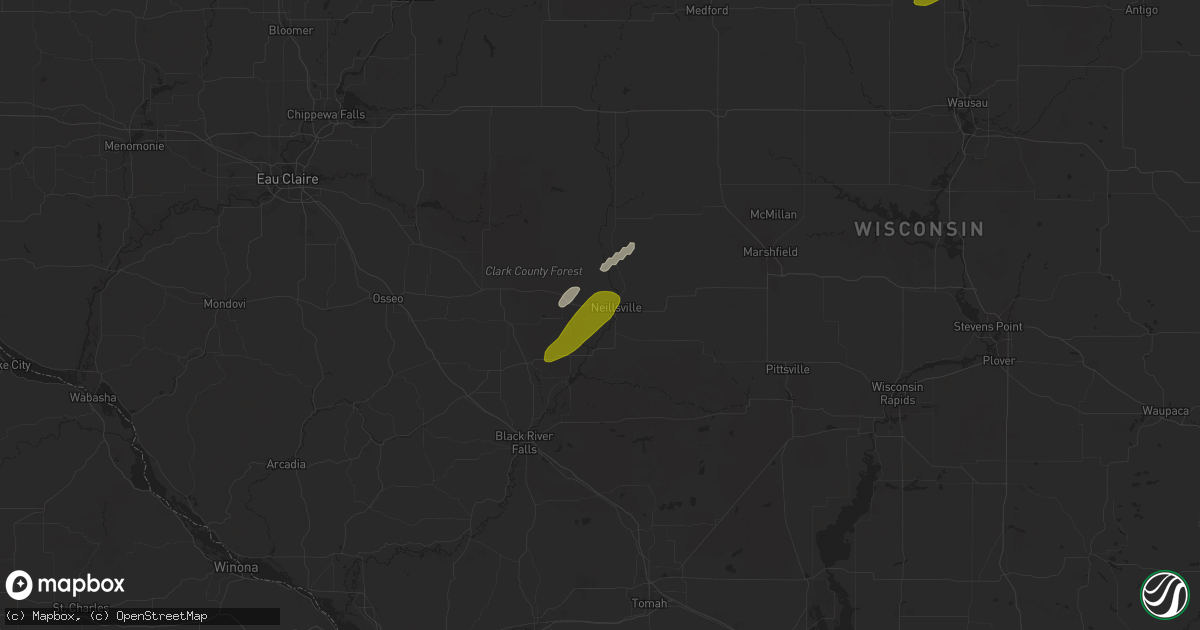 Hail map in Neillsville, WI on April 28, 2025