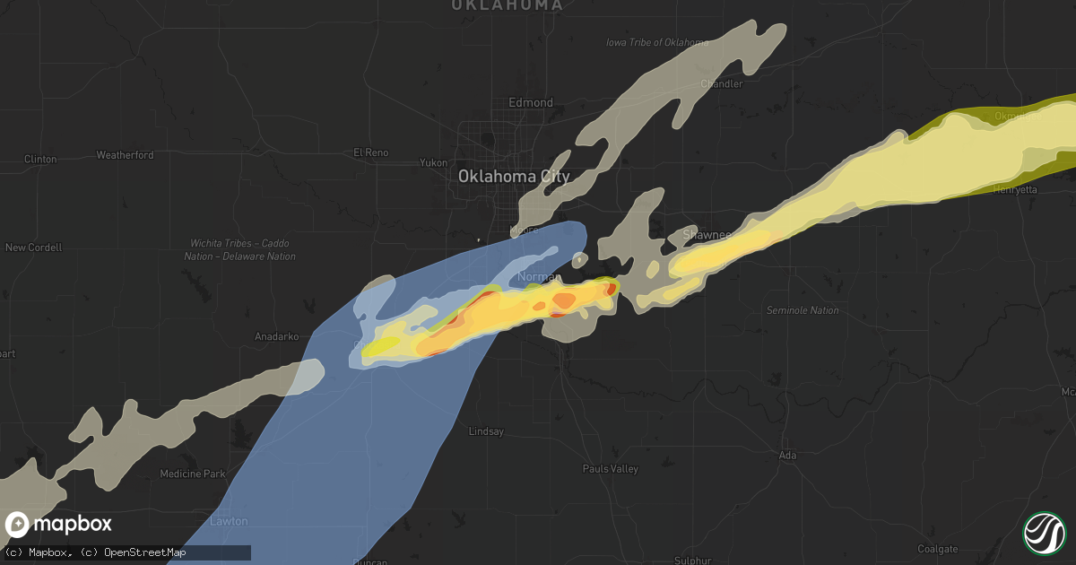 Hail map in Norman, OK on April 28, 2025