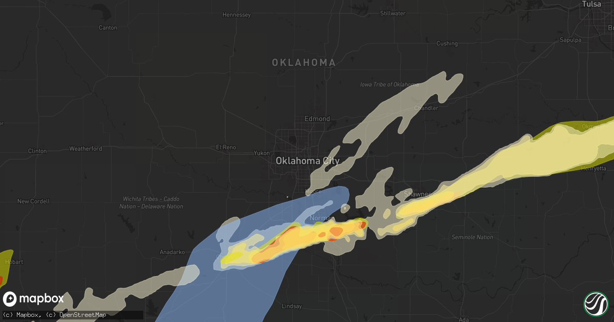 Hail map in Oklahoma City, OK on April 28, 2025