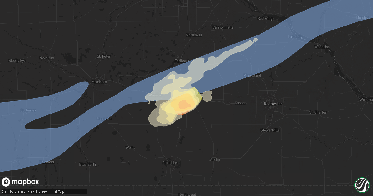 Hail map in Owatonna, MN on April 28, 2025