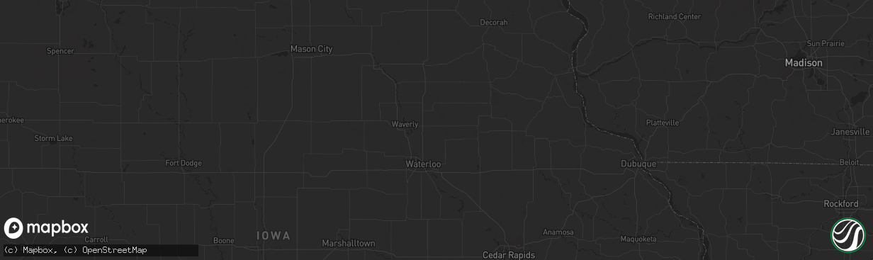 Hail map in Readlyn, IA on April 28, 2025