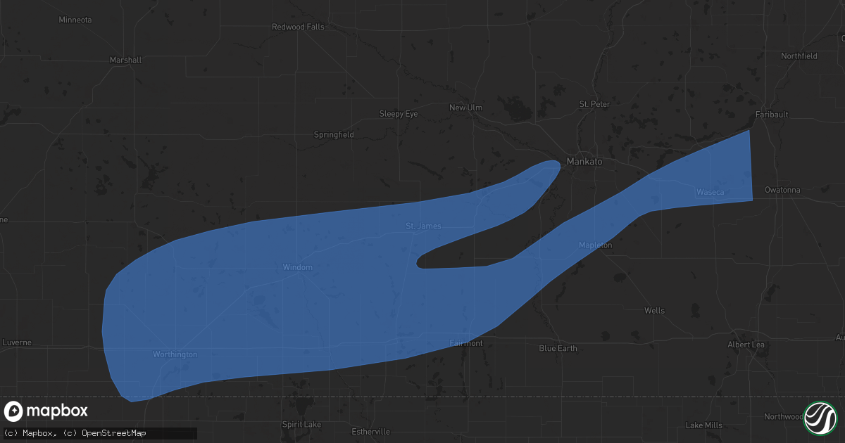 Hail map in Saint James, MN on April 28, 2025