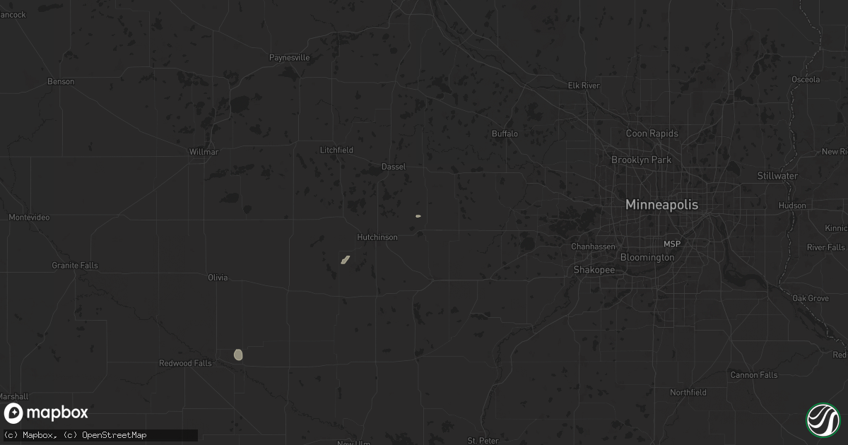 Hail map in Silver Lake, MN on April 28, 2025