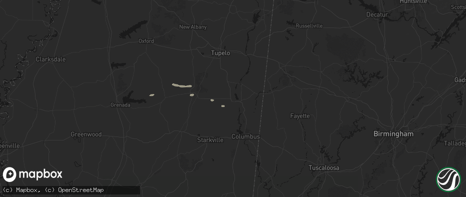 Hail map in Aberdeen, MS on April 28, 2026
