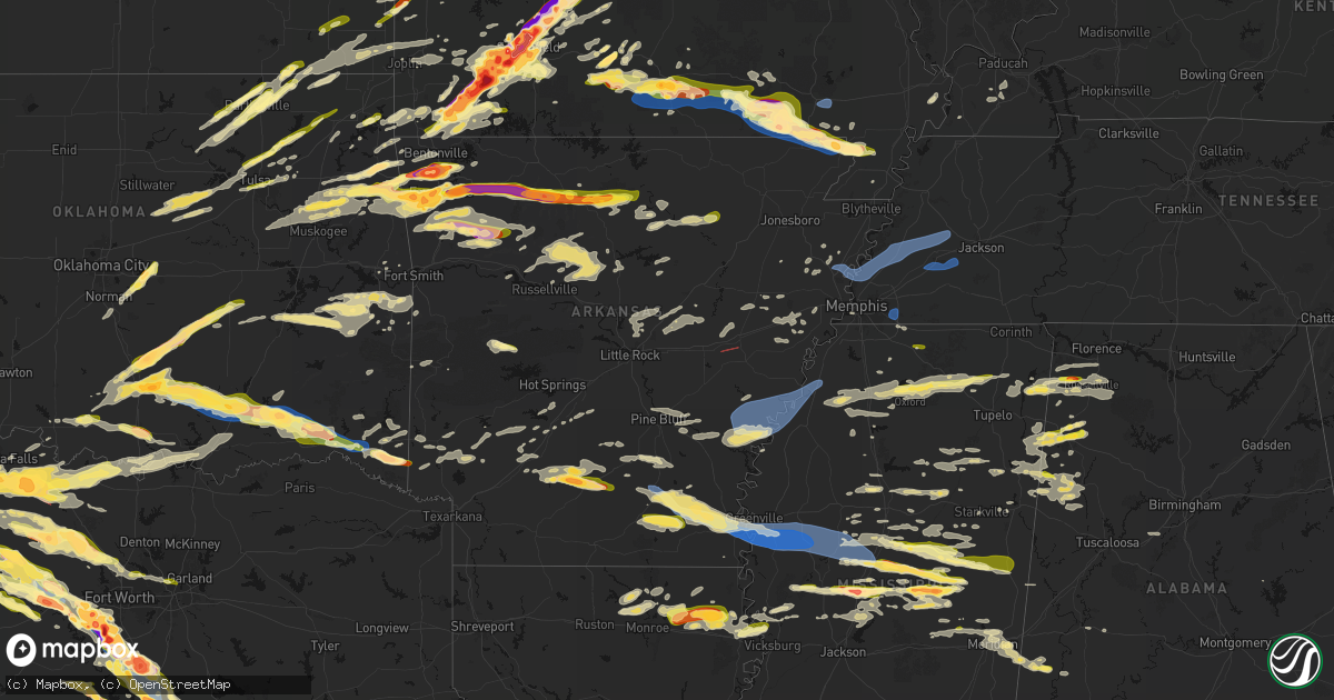 Hail map in Arkansas on April 28, 2026