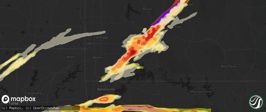 Hail map in Aurora, MO on April 28, 2026