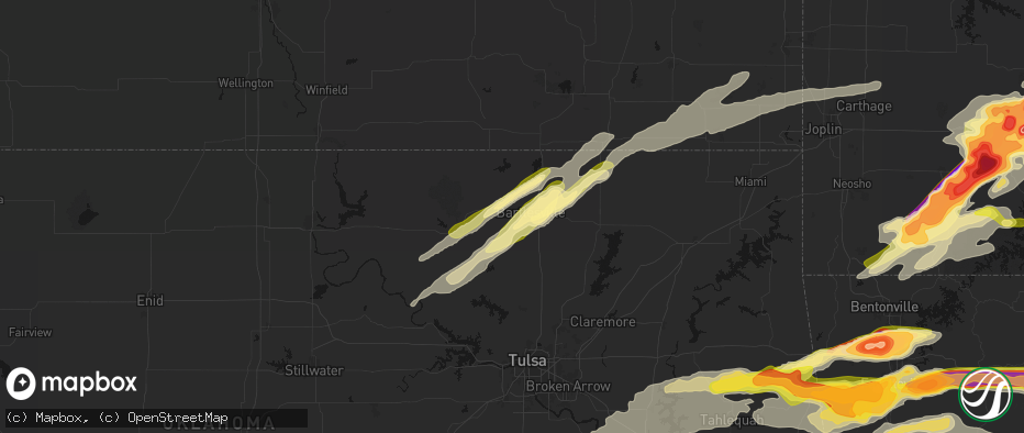 Hail map in Bartlesville, OK on April 28, 2026