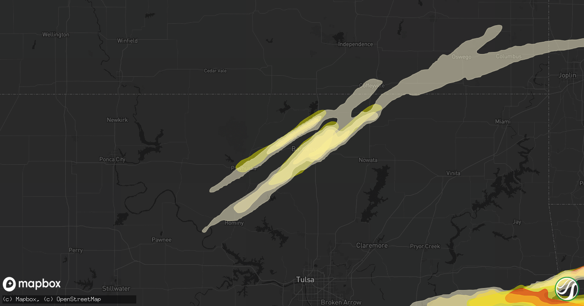 Hail map in Bartlesville, OK on April 28, 2026