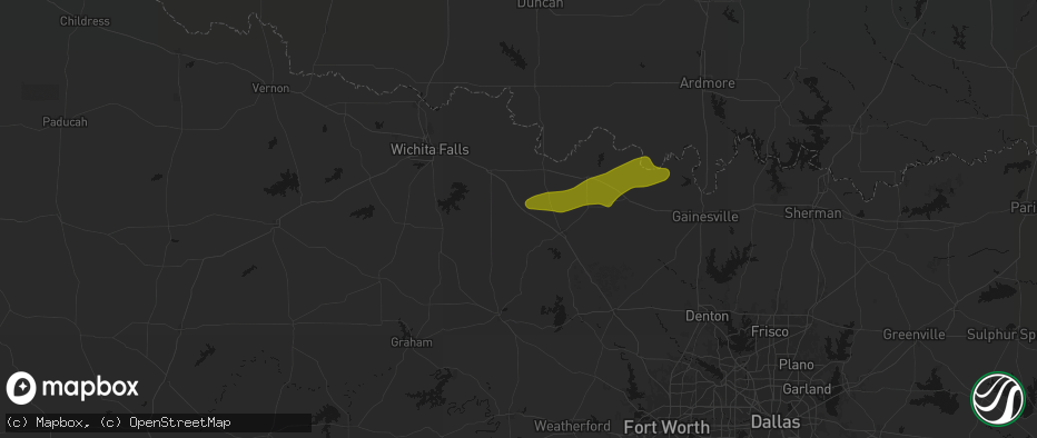 Hail map in Bellevue, TX on April 28, 2026