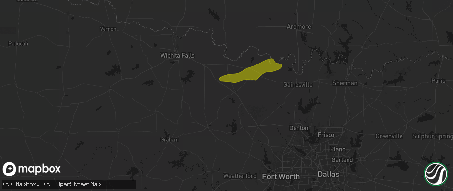 Hail map in Bowie, TX on April 28, 2026