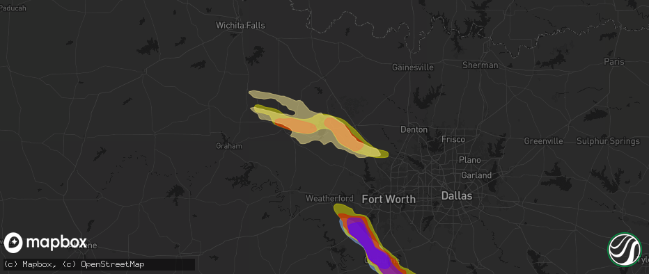 Hail map in Bridgeport, TX on April 28, 2026