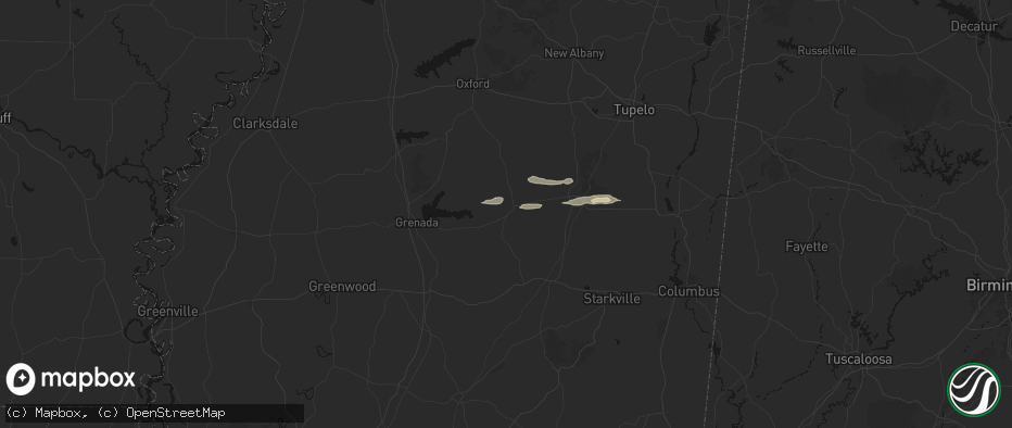 Hail map in Calhoun City, MS on April 28, 2026