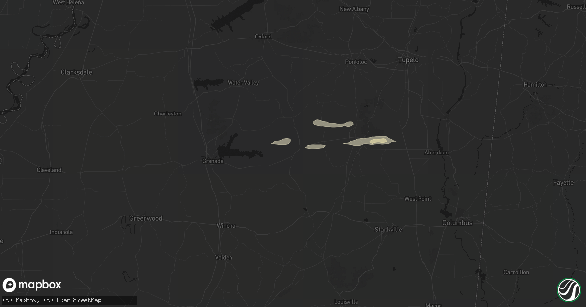 Hail map in Calhoun City, MS on April 28, 2026