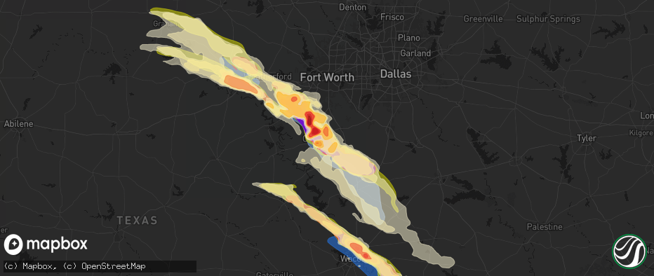 Hail map in Cleburne, TX on April 28, 2026