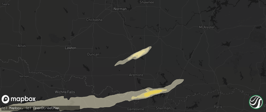 Hail map in Davis, OK on April 28, 2026