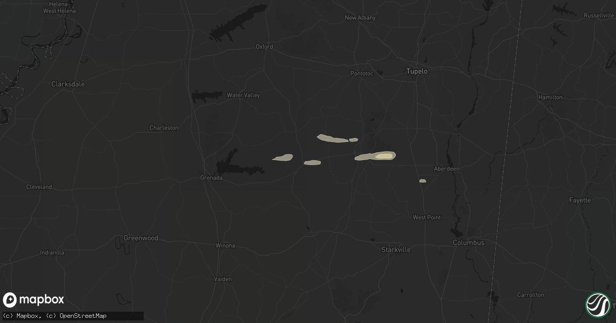 Hail map in Derma, MS on April 28, 2026