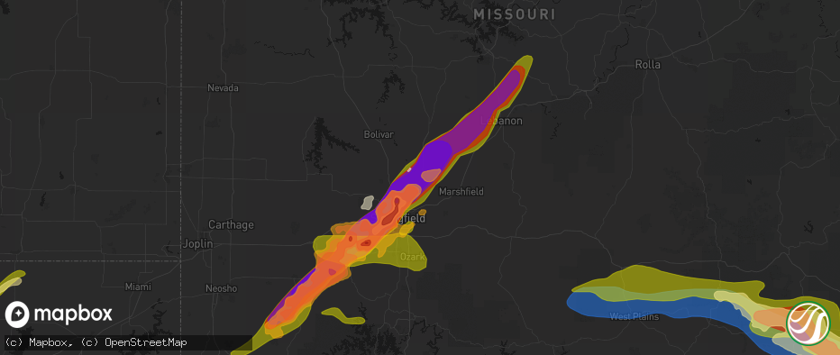 Hail map in Fair Grove, MO on April 28, 2026