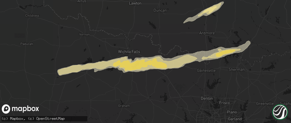 Hail map in Henrietta, TX on April 28, 2026