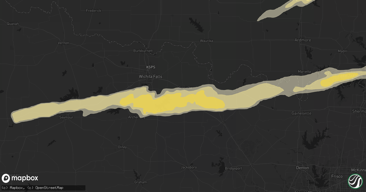 Hail map in Henrietta, TX on April 28, 2026