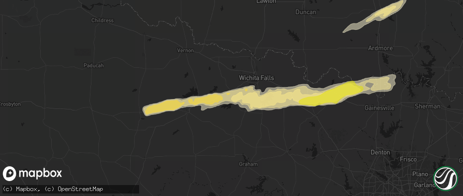 Hail map in Holliday, TX on April 28, 2026