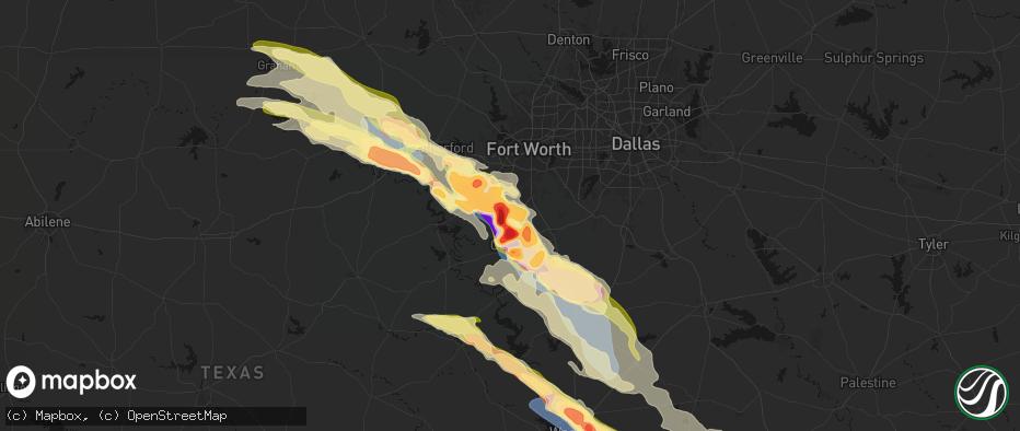 Hail map in Joshua, TX on April 28, 2026