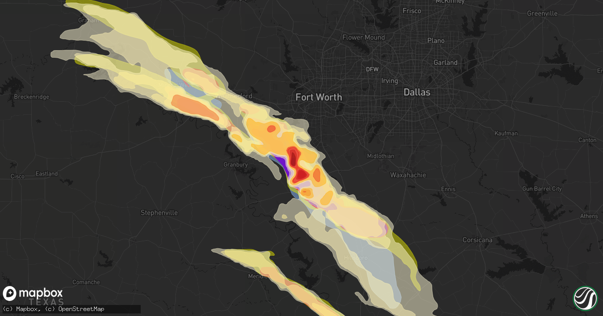 Hail map in Joshua, TX on April 28, 2026