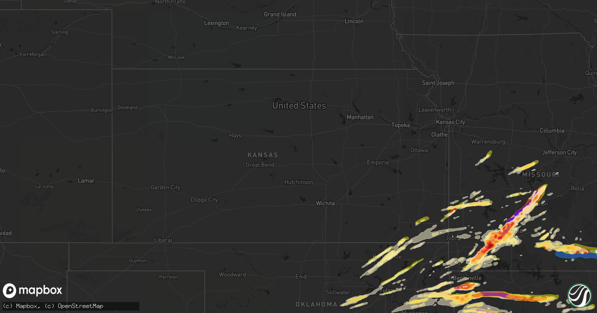 Hail map in Kansas on April 28, 2026