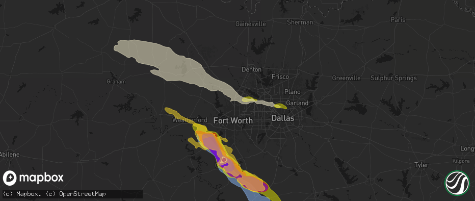 Hail map in Keller, TX on April 28, 2026