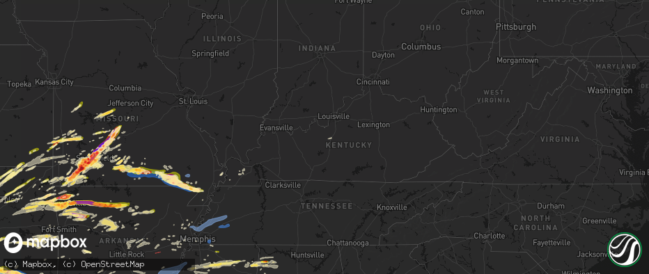 Hail map in Kentucky on April 28, 2026